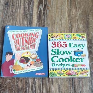 2 Books Cooking Outside Pizza Box College Student 365 Easy Slow Cooker Recipes